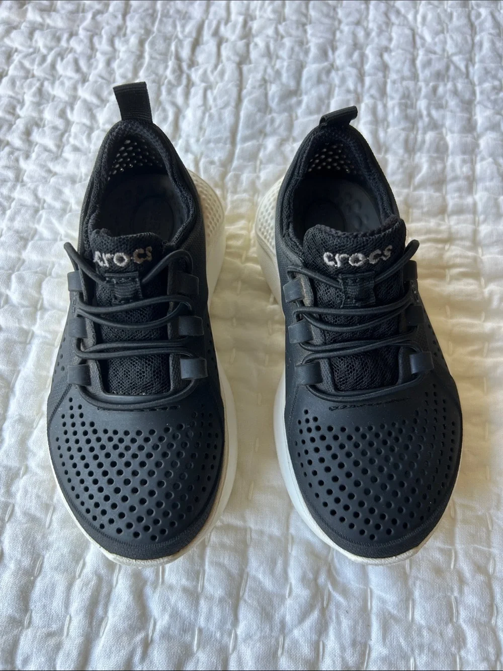 CROCS Kids Black and White LiteRide Sneakers